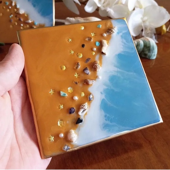 Beach Tile Wall Decor Epoxy Resin - Picture 1 of 5